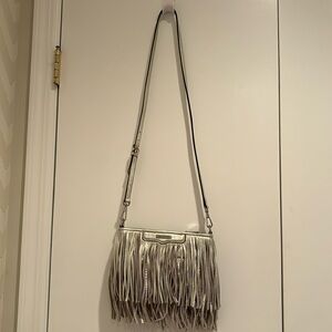 REBECCA MINKOFF silver fringe crossbody bag
